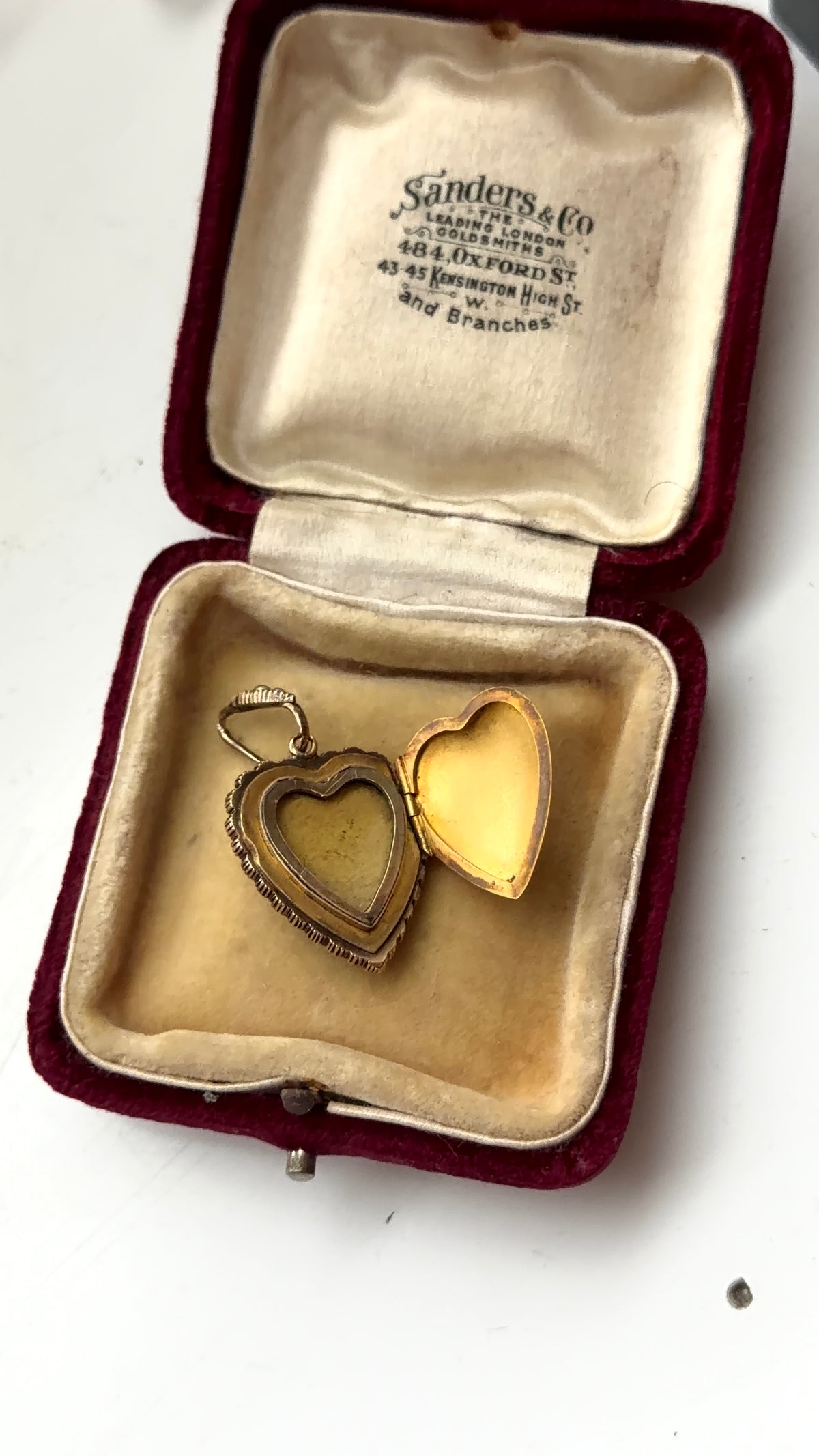 Blue enamel diamond and pearl heart
