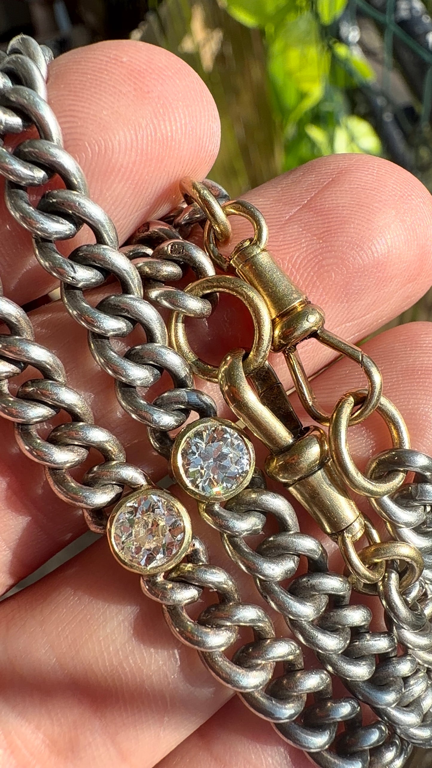 Diamond two tone curb bracelets