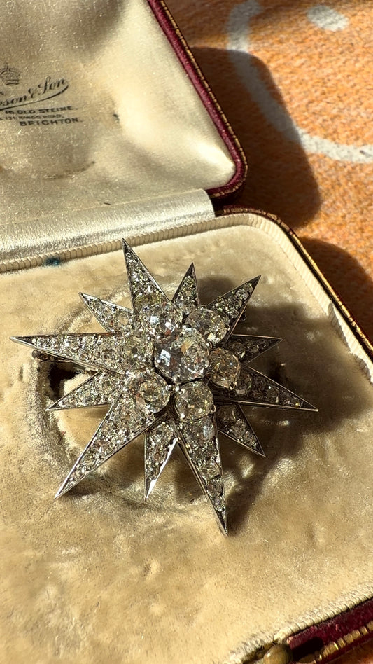 Platinum old cut diamond star