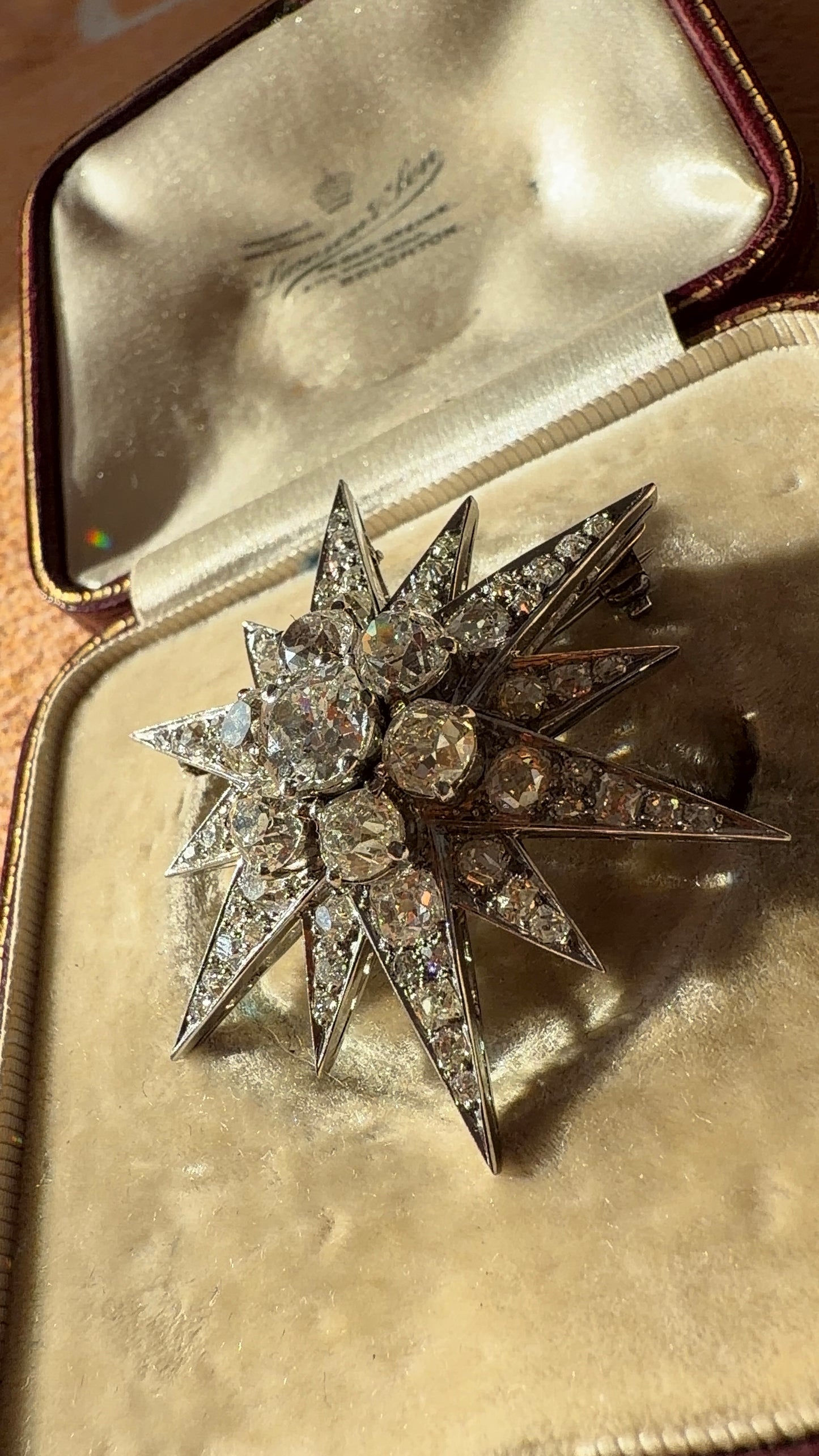 Platinum old cut diamond star