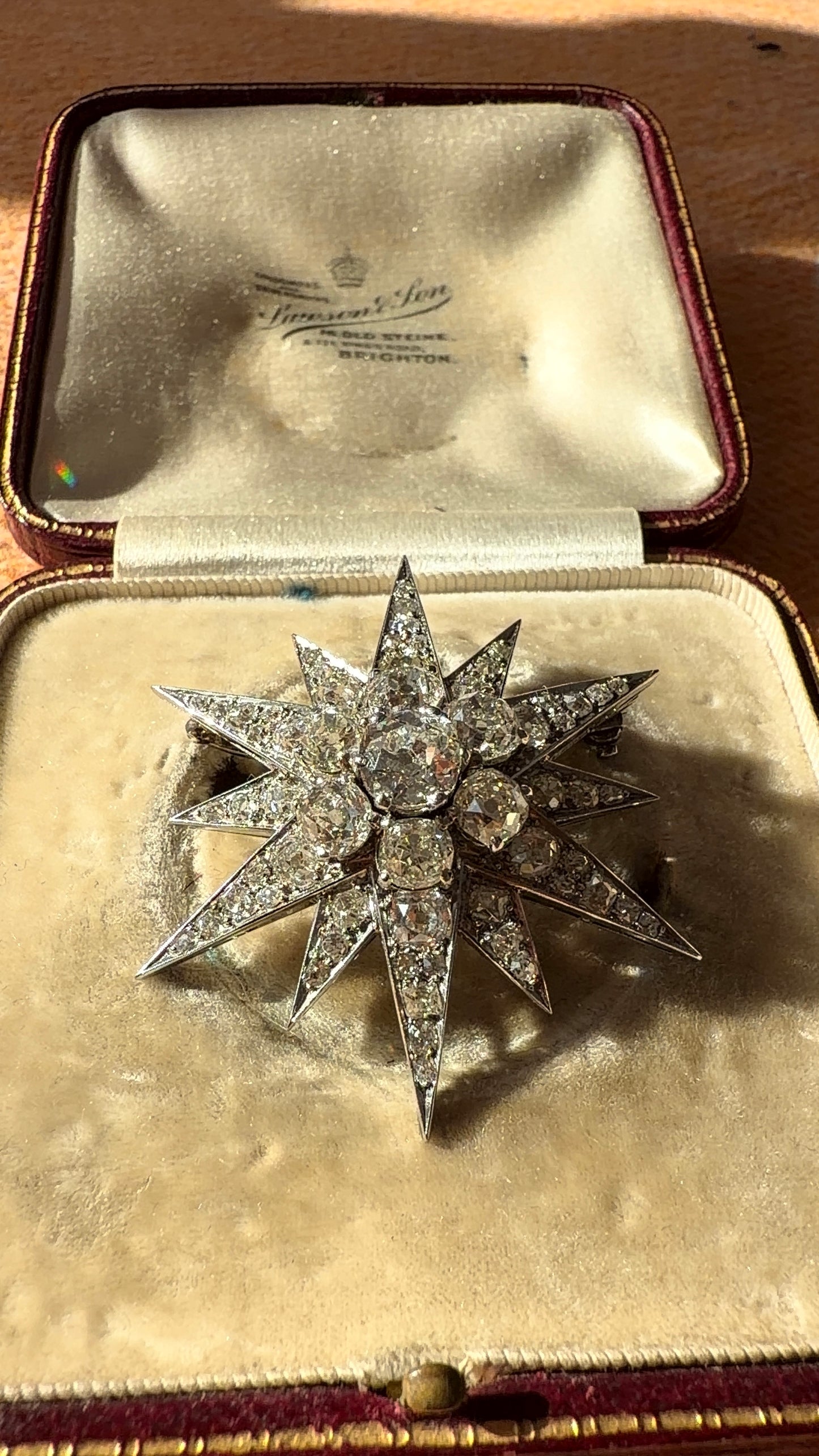 Platinum old cut diamond star