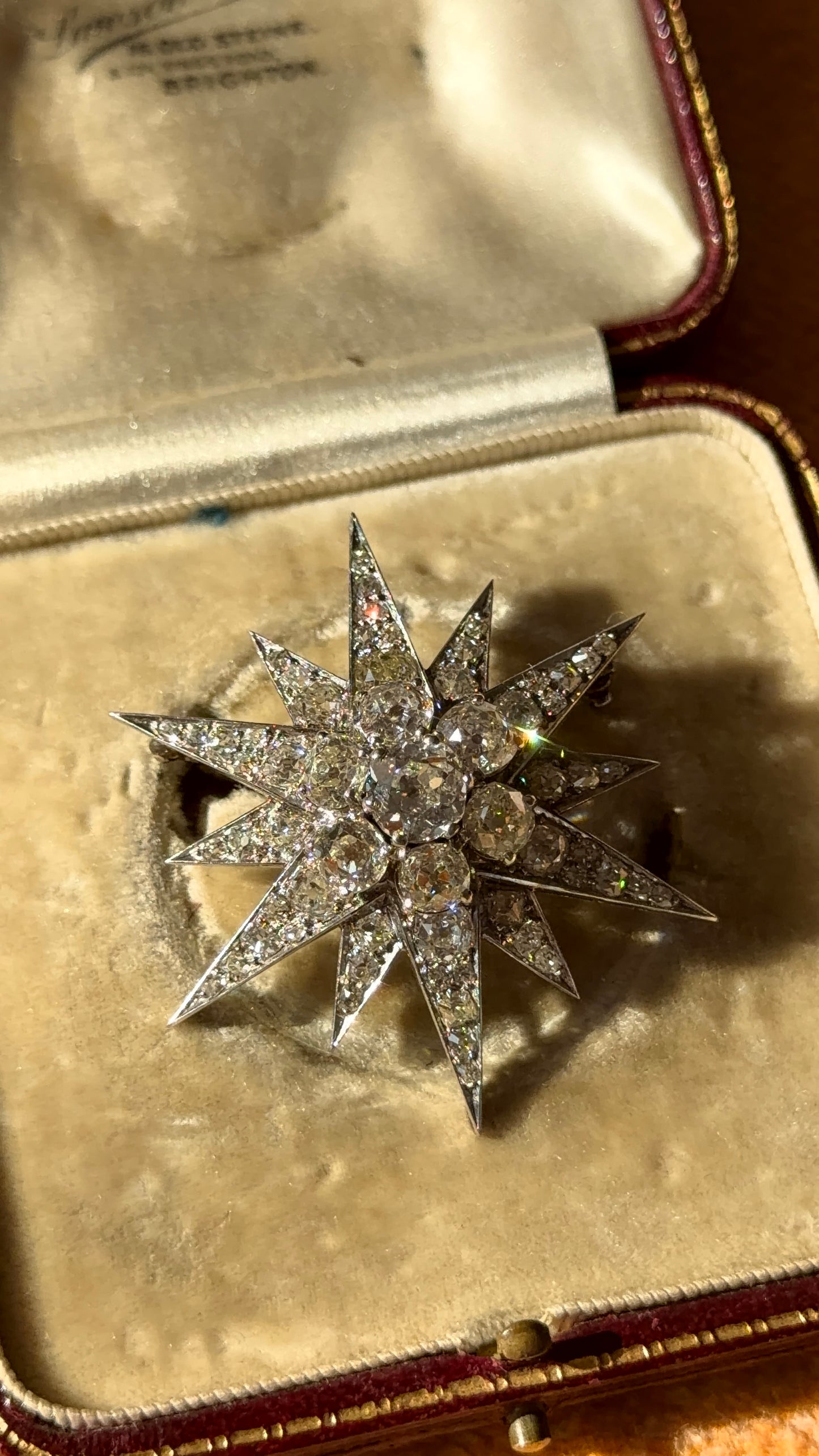 Platinum old cut diamond star