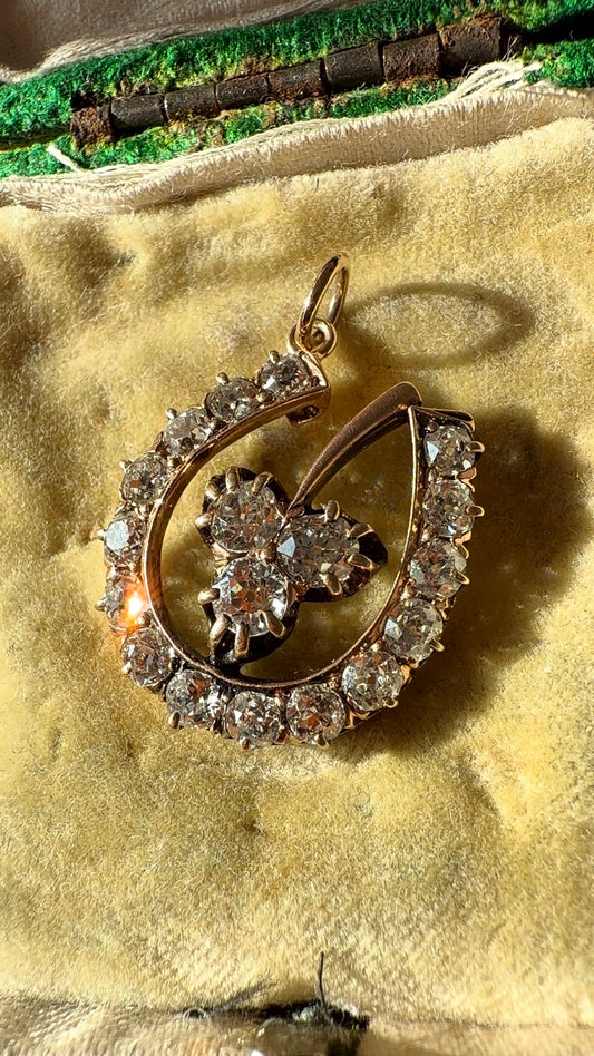 Old cut diamond Horseshoe pendant