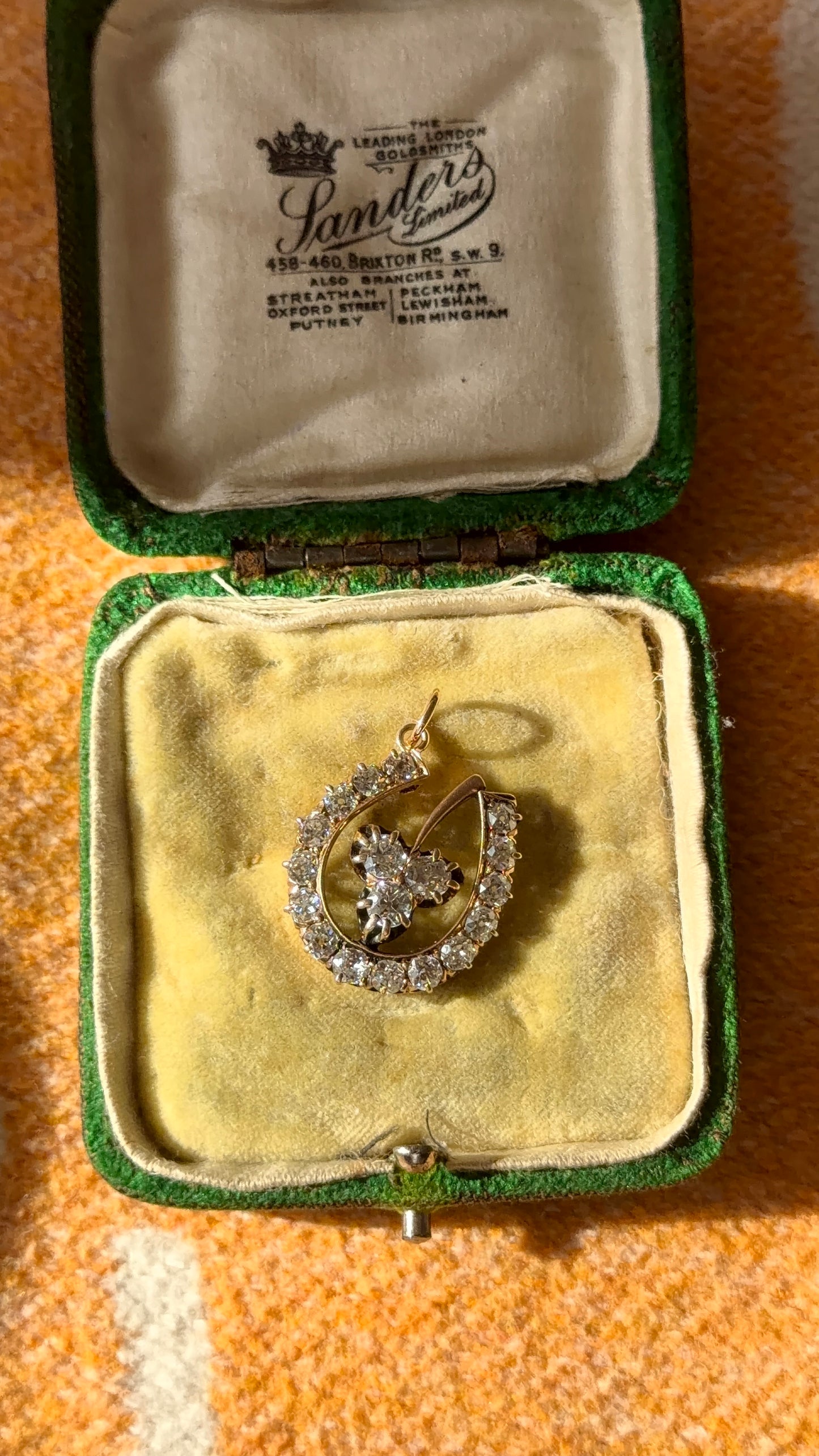 Old cut diamond Horseshoe pendant