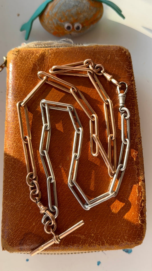 Antique 9ct and silver paperclip chain