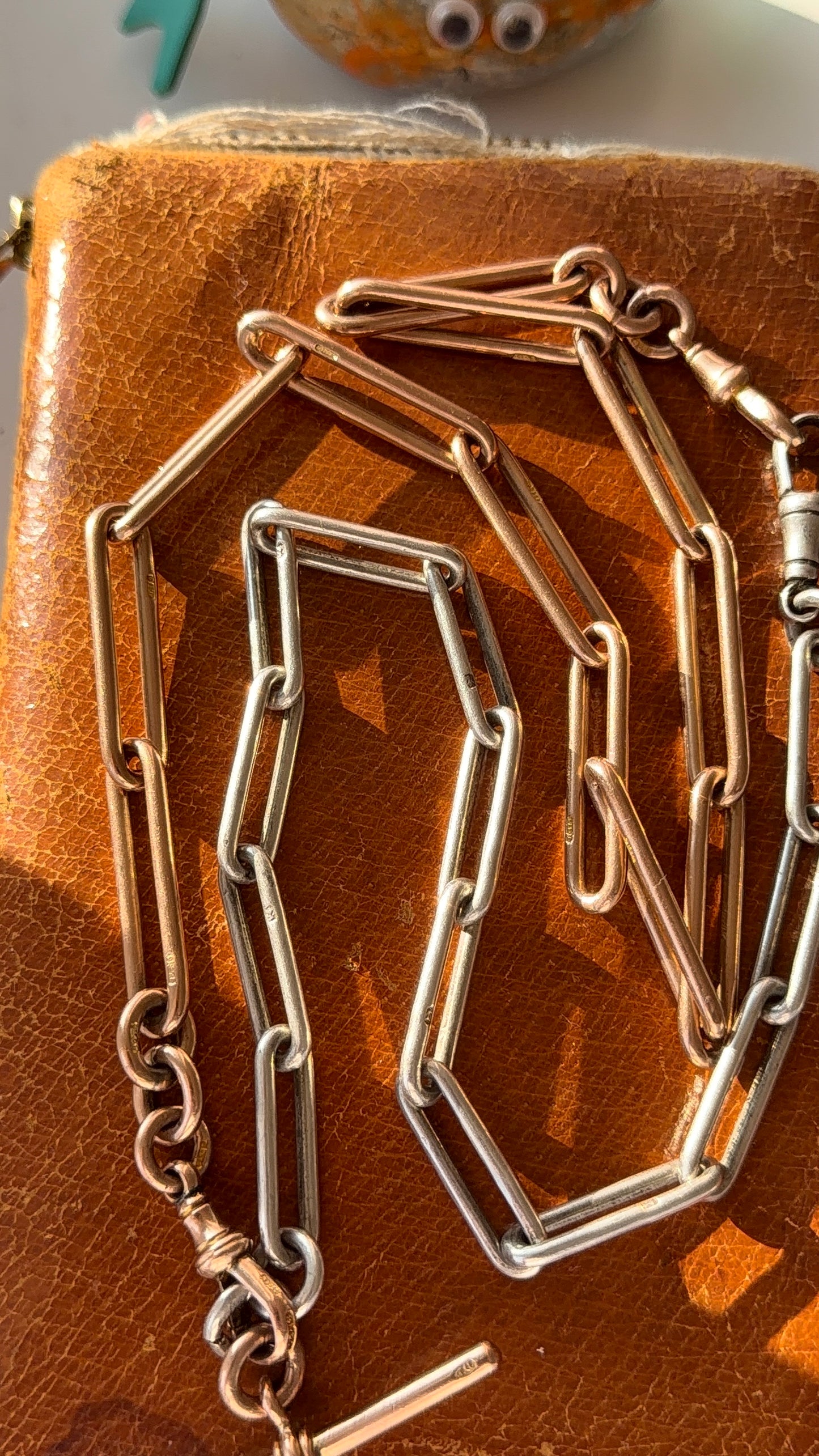 Antique 9ct and silver paperclip chain