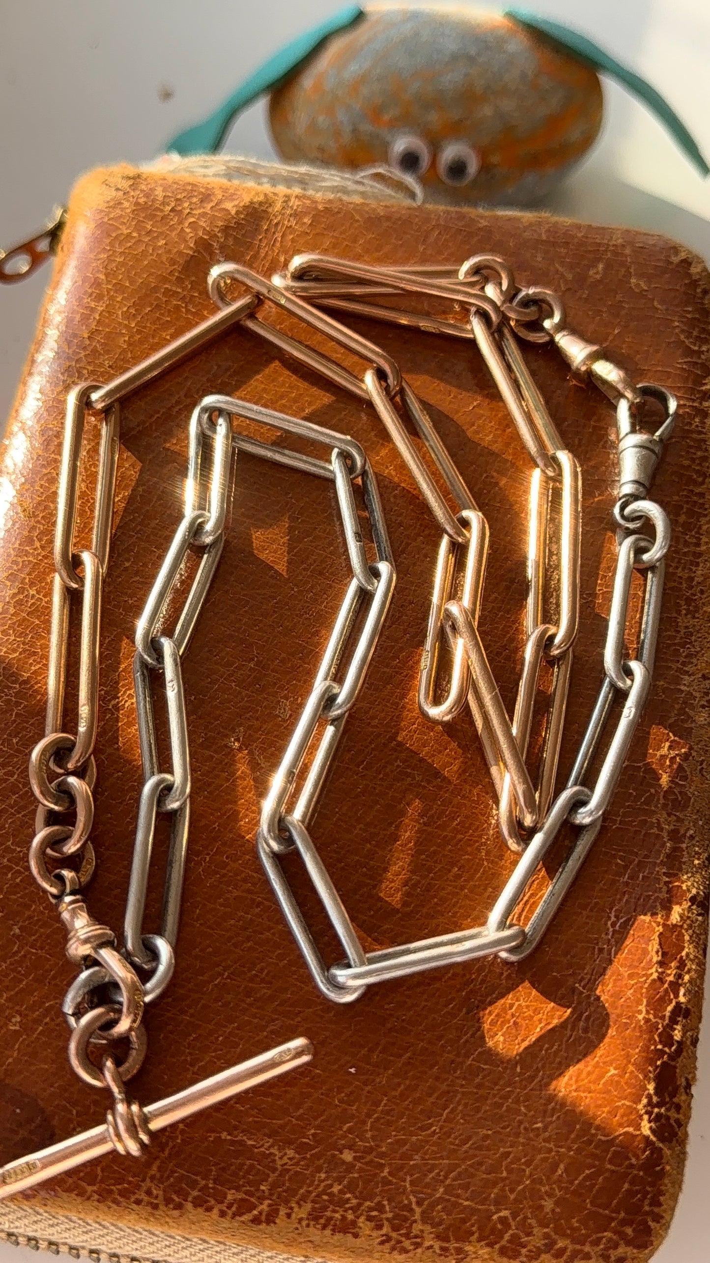 Antique 9ct and silver paperclip chain