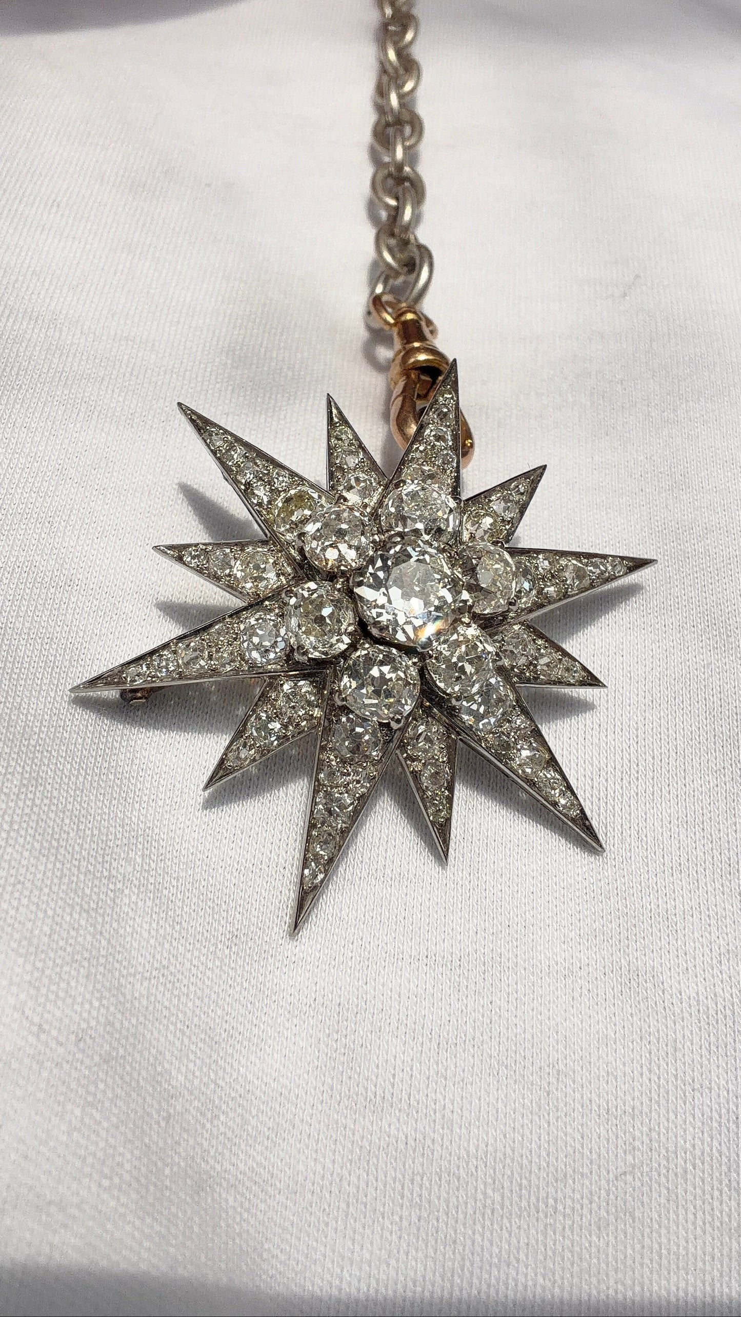 Platinum old cut diamond star