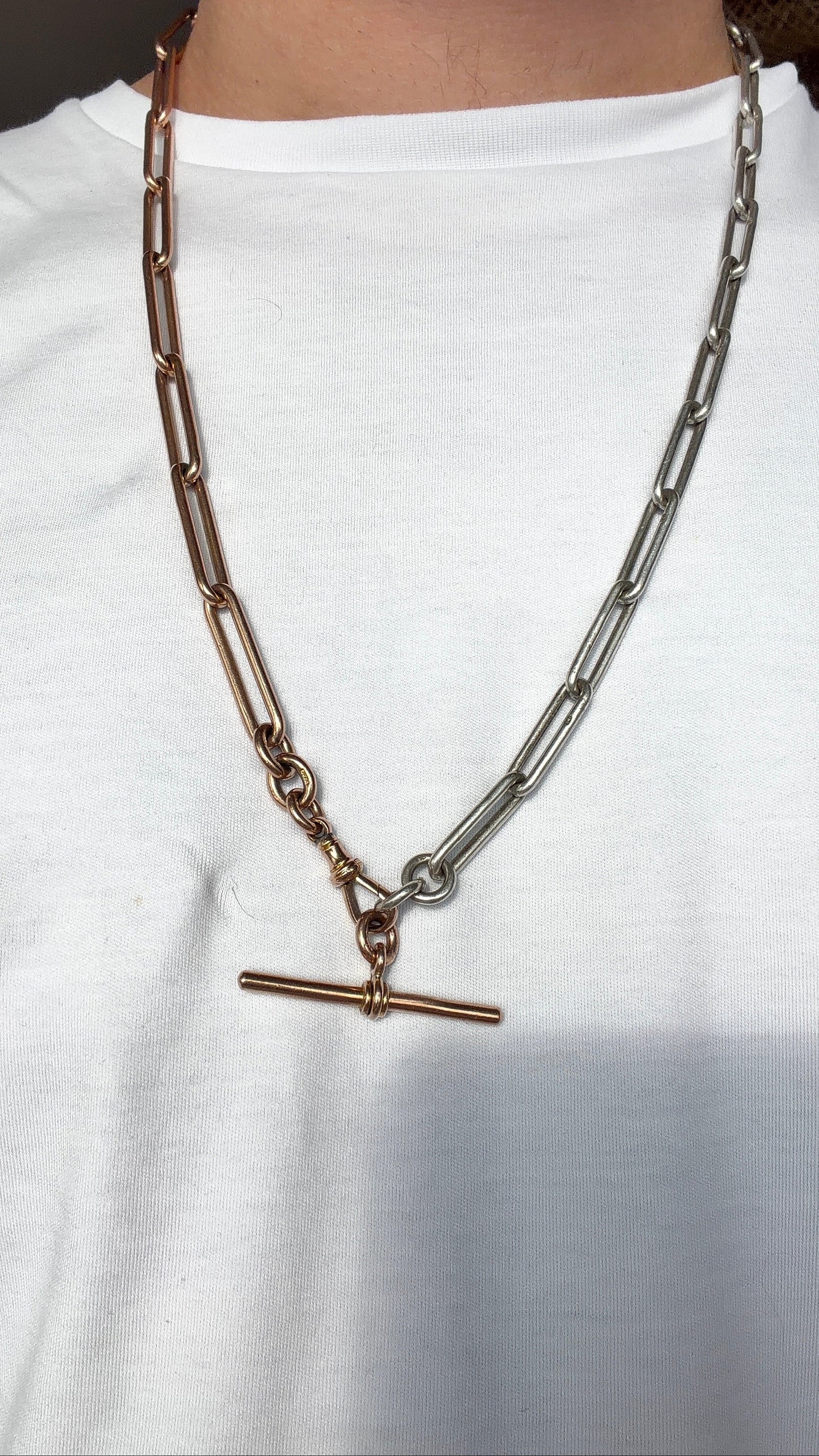 Antique 9ct and silver paperclip chain