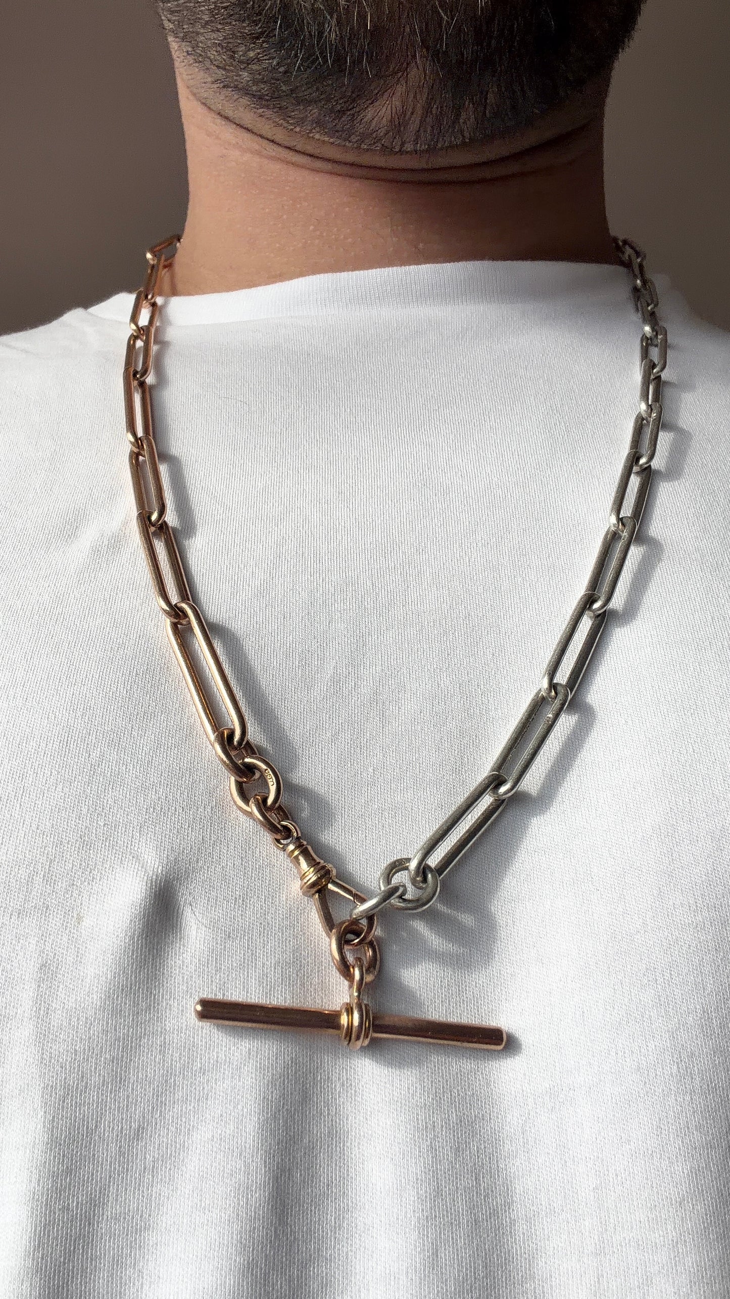 Antique 9ct and silver paperclip chain