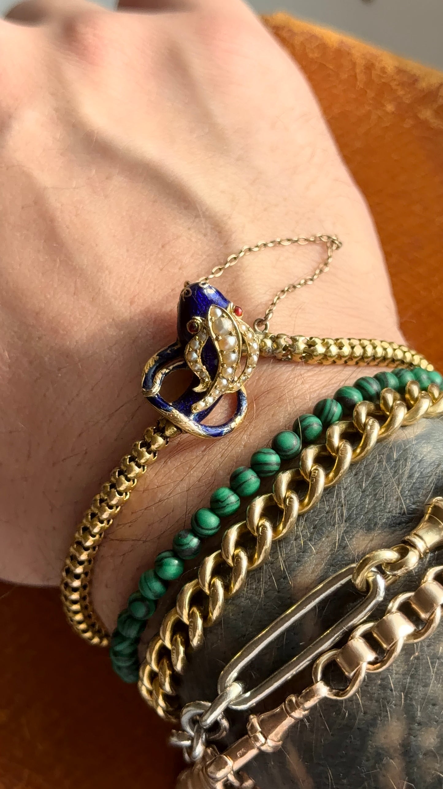 Antique high carat snake bracelet
