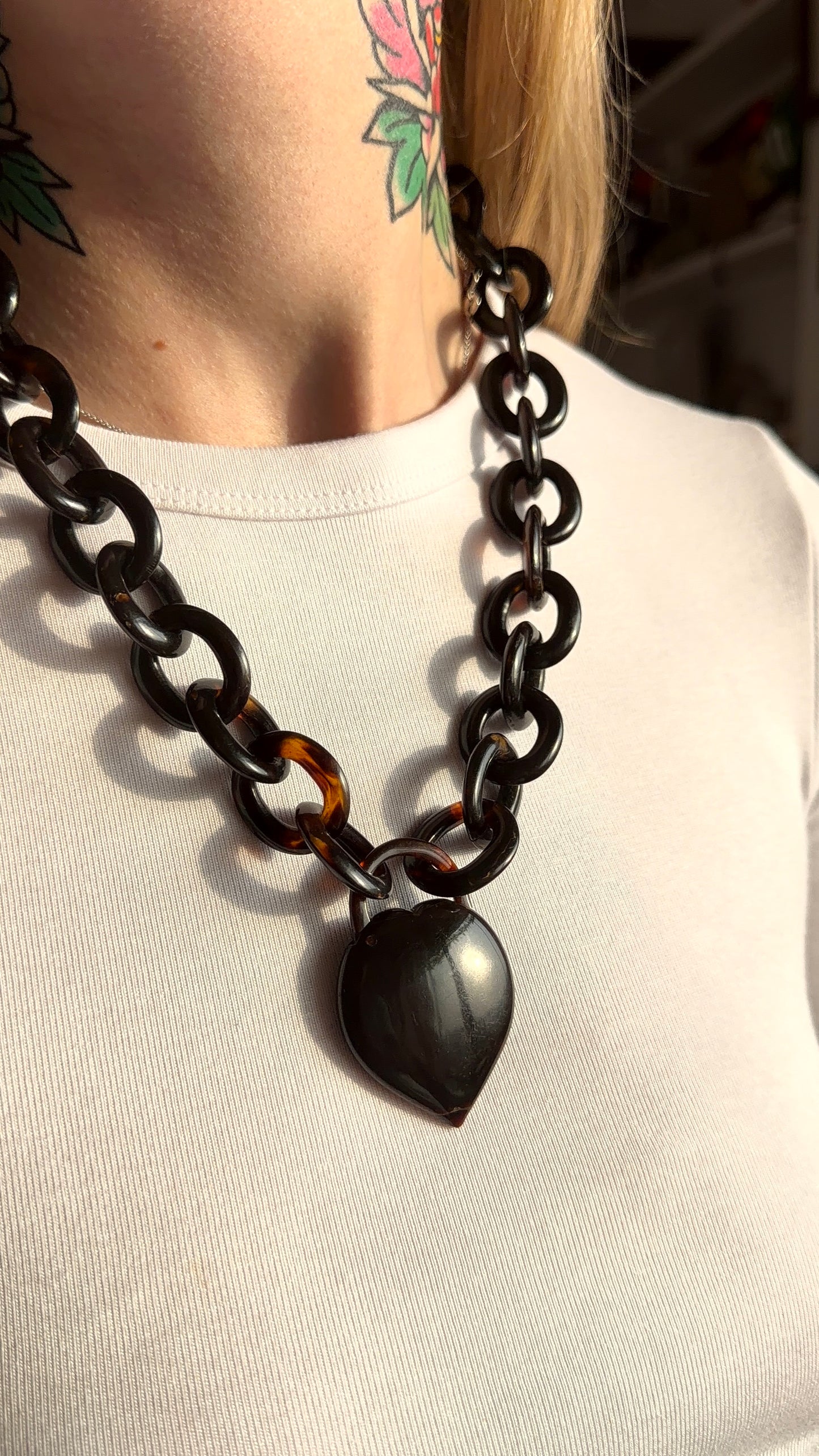 Tortoise shell Cable link and heart
