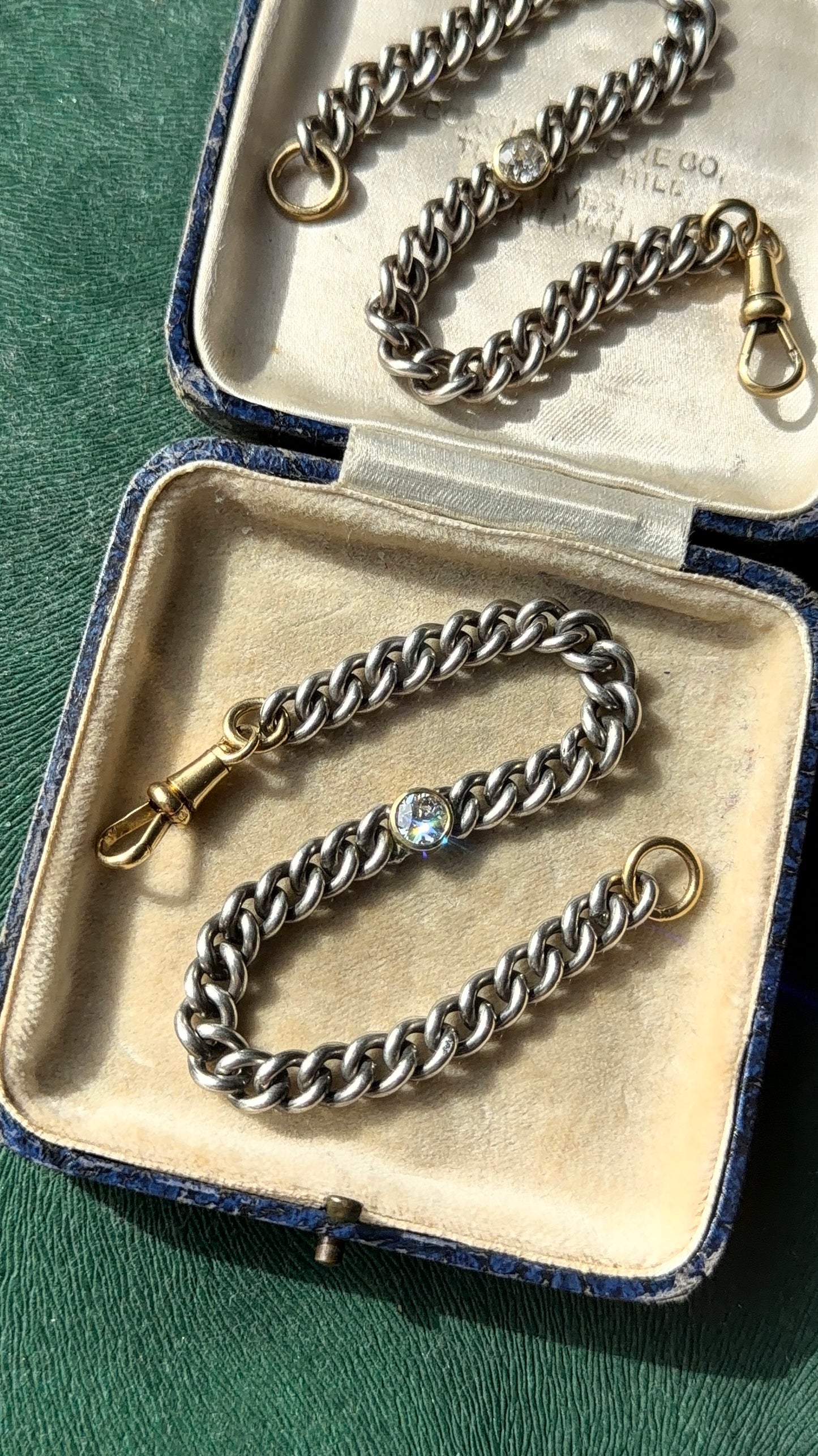 Diamond two tone curb bracelets