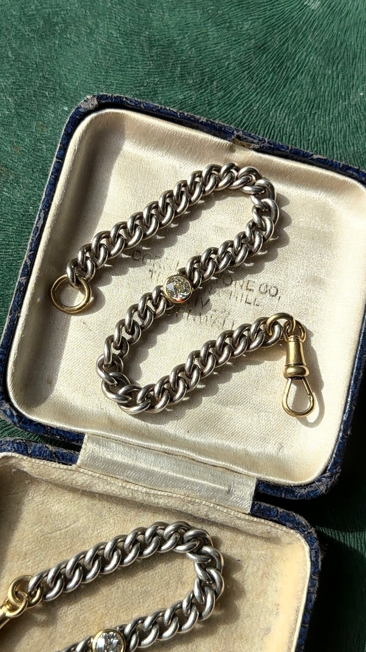 Diamond two tone curb bracelets