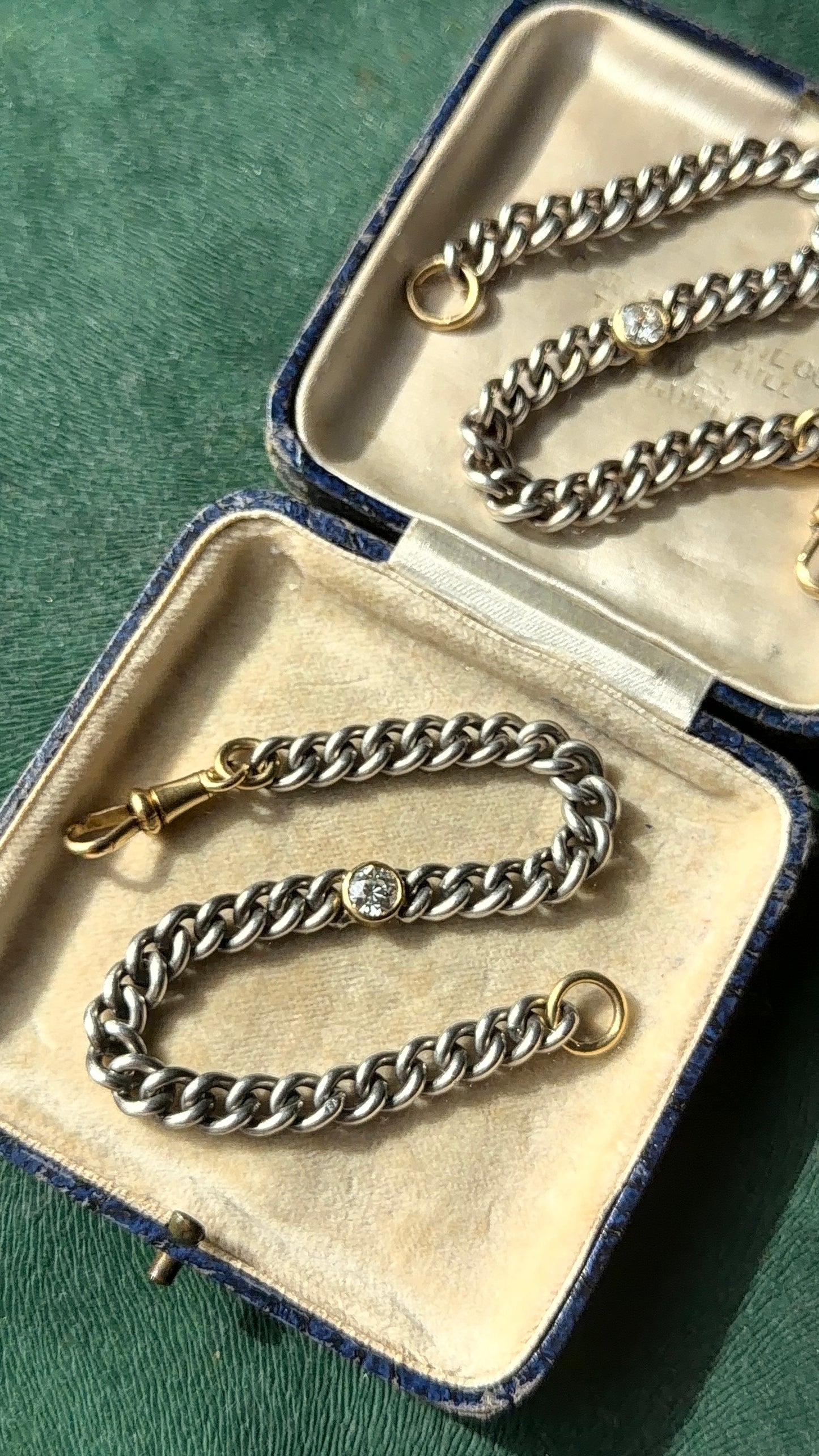 Diamond two tone curb bracelets