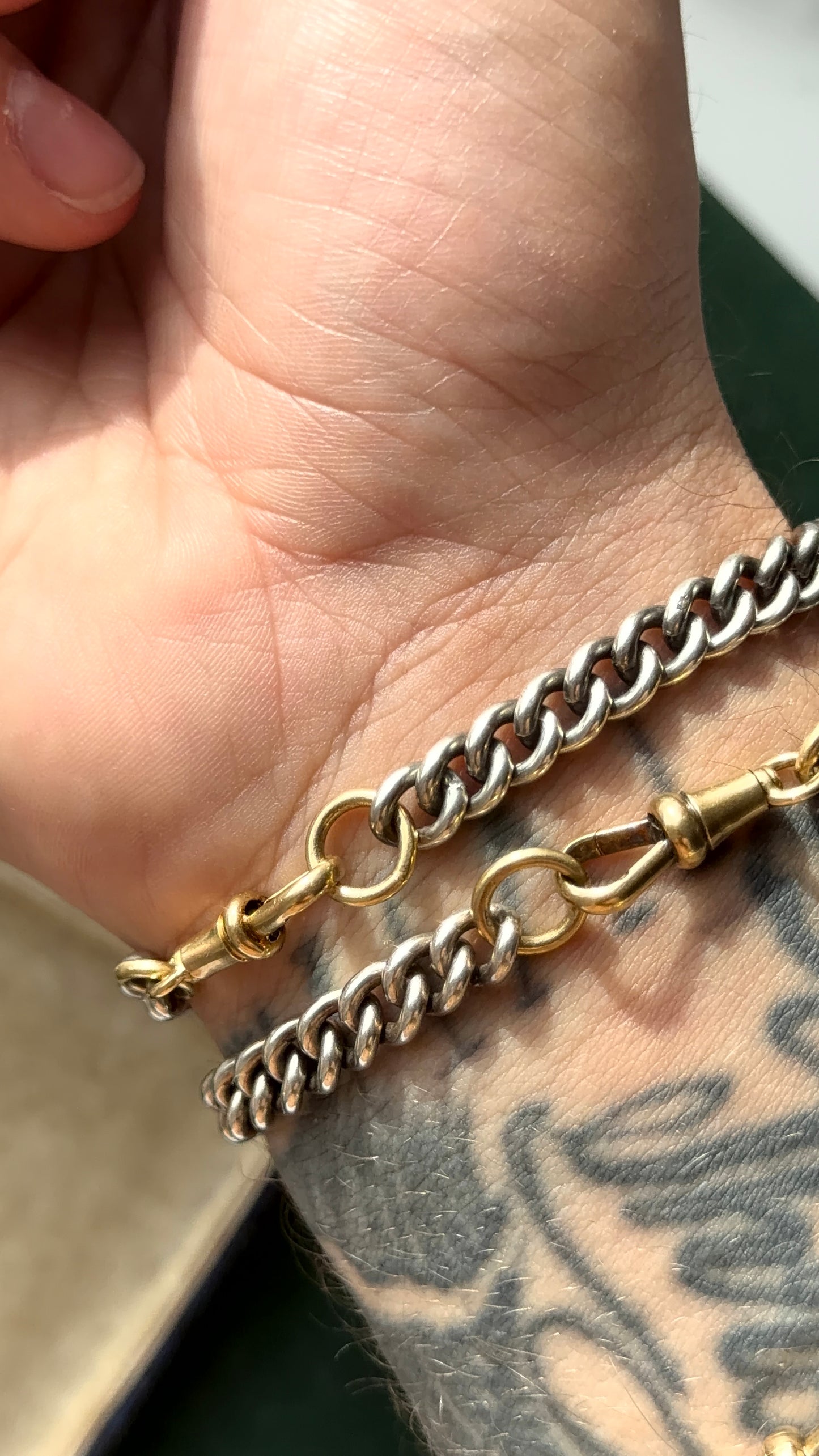 Diamond two tone curb bracelets